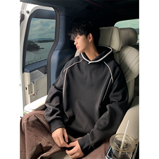 秋冬港风纯色线条设计连帽卫衣休闲百搭XZ302B-1-VE55197-P52，男装卫衣，星座302B-1