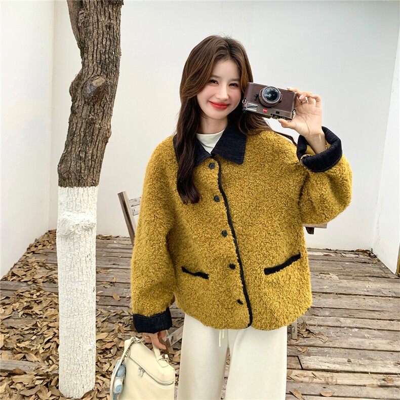 现高级感撞色小香风皮毛一体外套2613P195K298,女装皮草,2C029