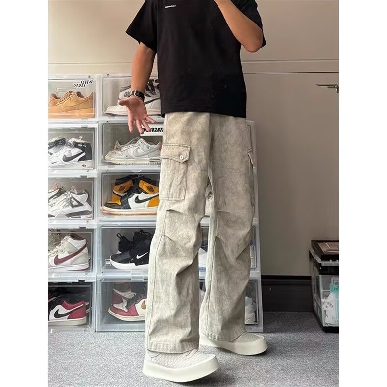 现货DK8280-批55春秋季宽松直筒迷彩脏脏裤潮牌牛仔裤,男装牛仔裤,星座603-2