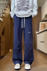 加绒休闲裤男冬季新款港风宽松华棉刺绣阔腿裤JR305-P55，男装休闲裤，星座214-3