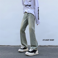 B221美式ins高街小众纯色百搭微喇牛仔裤LK22087-P55控78，男装牛仔裤，电商B221