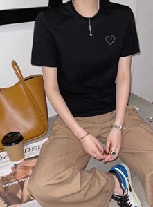 春季新款时尚百搭修身简约ins风短袖T恤,女装T恤,L·H·X