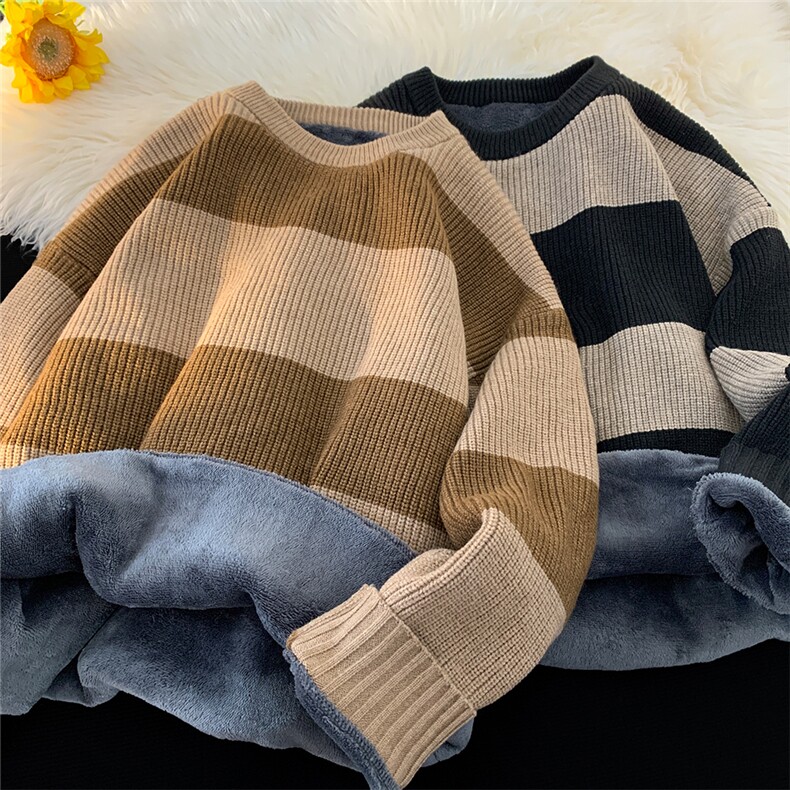 撞色条纹男女情侣针织毛衣软糯肉慵懒oversizeMY2403-P68控88，男装针织衫/毛衣，电商B219A