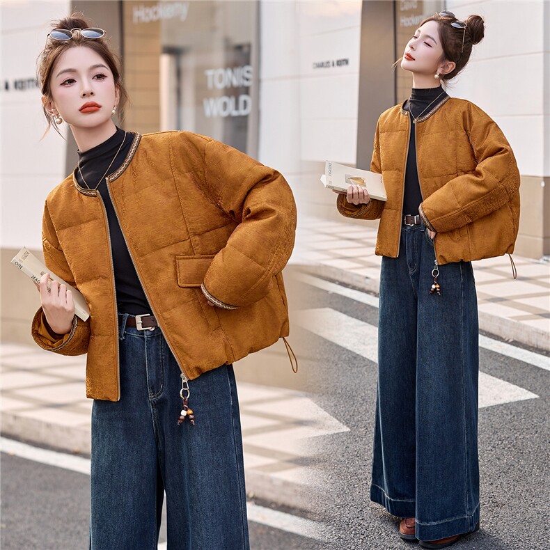 现货主推2025年冬季新款國风羽绒服外套女,女装羽绒服,曼娅璐