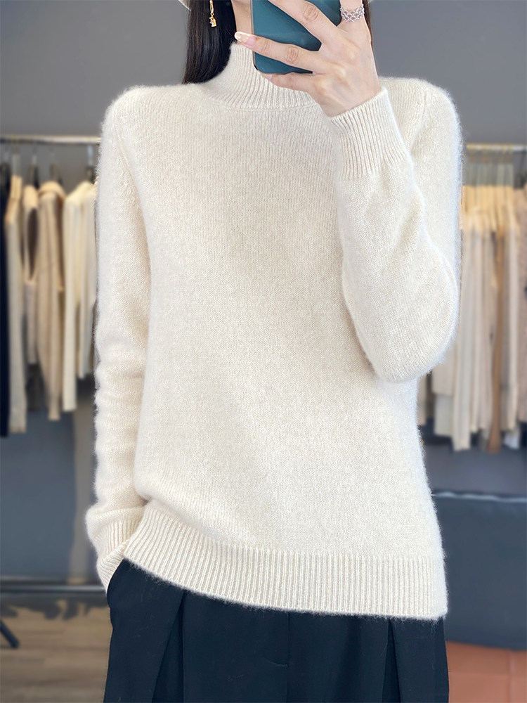 2025年秋季新款百搭加厚7针马鞍肩高领羊毛衫，女装羊毛衫，浙麦羊绒