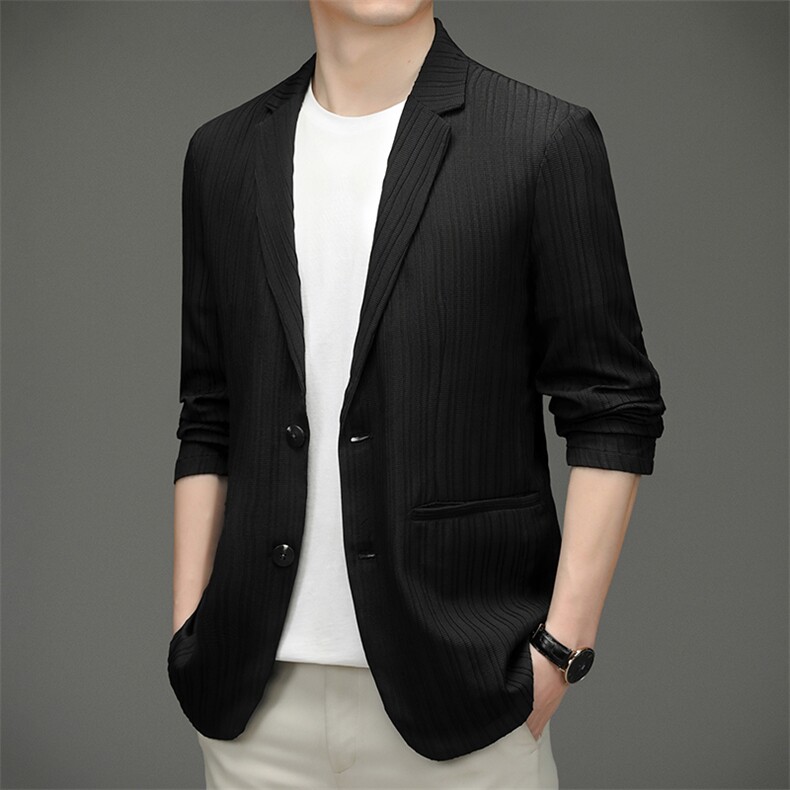 翻领口袋长袖上衣单排扣春季中老年2023年时尚西服SL18230,男装西服,钱塘6003（原4033）