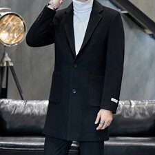 2021秋冬主推中长款风衣男大码潮流呢子大衣男毛呢外套F1965-P165，男装毛呢大衣，星座217-4