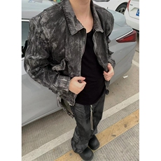 春秋季小众复古做旧牛仔夹克外套废土拉链大口袋JK8957，男装夹克，星座1116A（原606A-3）