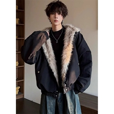 毛领座山雕外套男款冬装加厚痞帅棉服连帽复古保暖棉衣MY1081，男装棉衣，星座1116A（原606A-3）