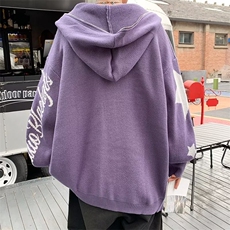 宽松型男开衫长袖印花青春流行新款毛衣休闲带帽M219P67，男装针织衫/毛衣，星座1116-2