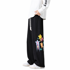 K8813P55光影墙秋季新款华夫格美式复古潮流宽松涂鸦星星长裤，男装休闲裤，电商A026-1
