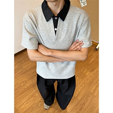 【网图】！夏季新品短袖美式正肩V领假两件T恤男TX215-特P32，男装T恤，电商C213(原B265)