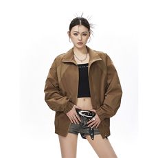 美式罗纹拼接袖子褶皱大码M-5XL教练夹克女JK78056P69控105，男装夹克，星座227-7