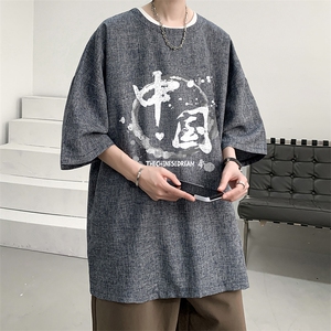 风复古亚麻短袖男棉麻t恤男半袖 ZT71134-P35图片