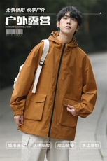 新款连帽冲锋衣夹克男山系户外纯色潮流休闲外套JK2301-P68，男装夹克，星座717