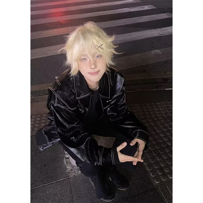 丝光皮夹克男女街头复古美式高街潮牌痞帅高机车外套WJK190,男装夹克,星座208-5