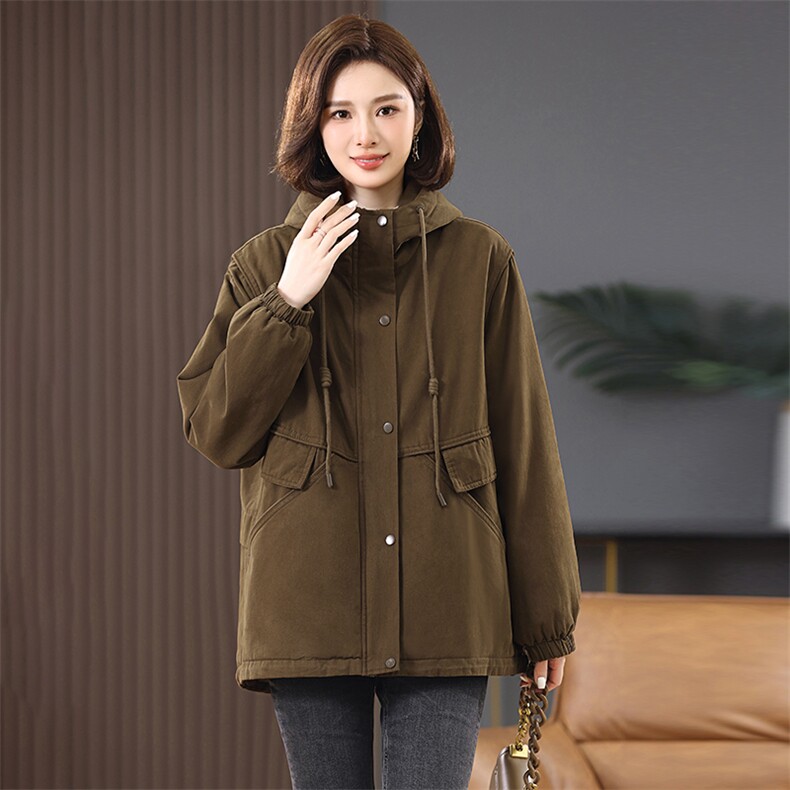 2024新款加绒加厚中年妈妈防寒派克服，女装派克服，希欧阁