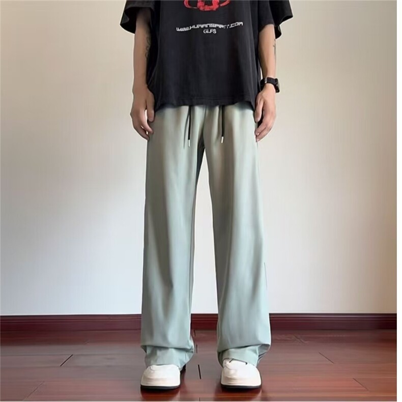 条纹裤子男款秋季宽松青少年阔腿裤2025新款夏季薄款冰丝休闲长裤,女装休闲裤,星座1210-1
