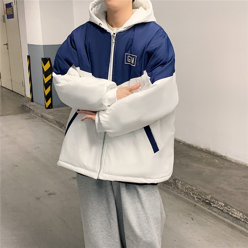1港风情侣连帽宽松拉链时尚棉衣男女大码棉服男外套男7786P60控98,男装棉衣,星座226-2
