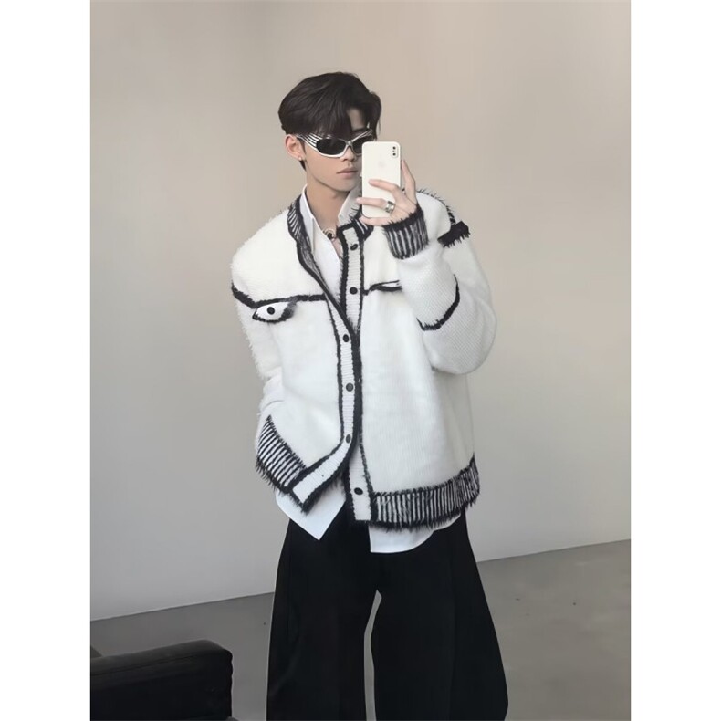 MM402-P59美式复古休闲慵懒风新款开衫针织毛衣外套,男装针织衫/毛衣,星座617A-2