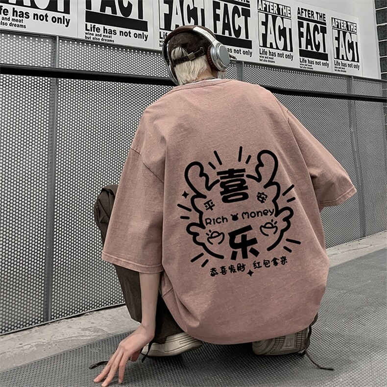 TF7869P38新潮水洗做旧蜡染T恤高街小欧风T恤港风宽松T恤,男装T恤,星座510A-5