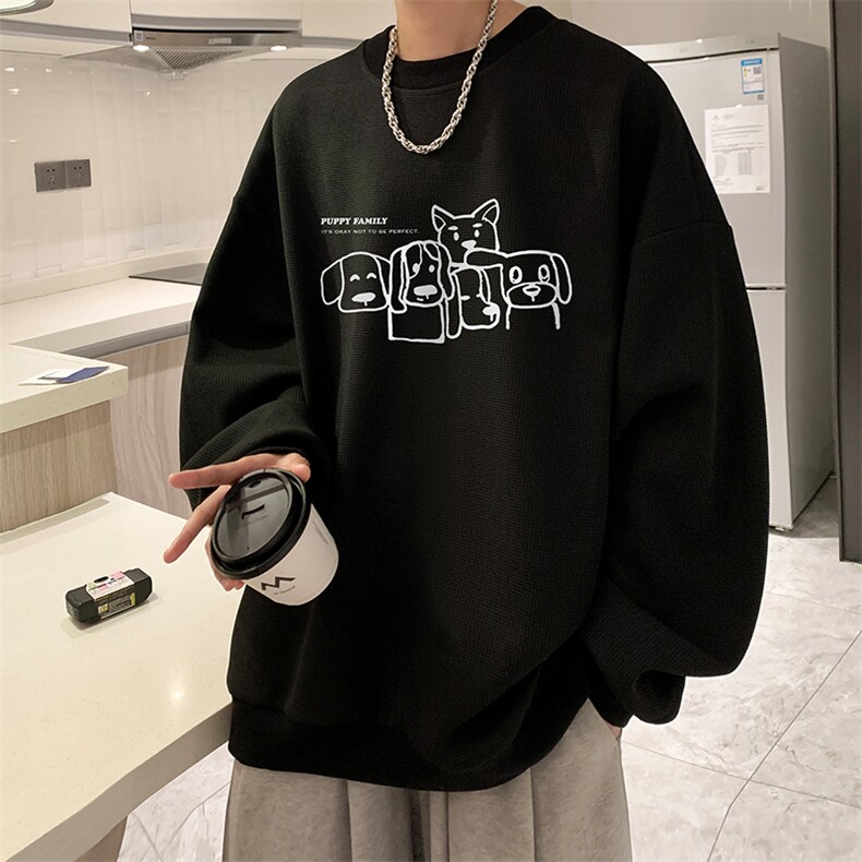 5XL华夫格卫衣男大码胖子圆领长袖t恤HW76404-P30加绒款-P40,男装卫衣,电商A040