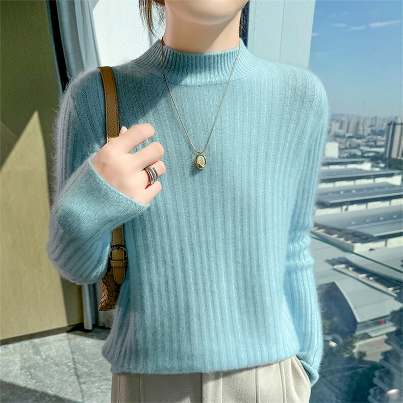 秋冬新款半高领套头上衣针织女百搭时尚,针织衫/毛衣,宇灿羊绒