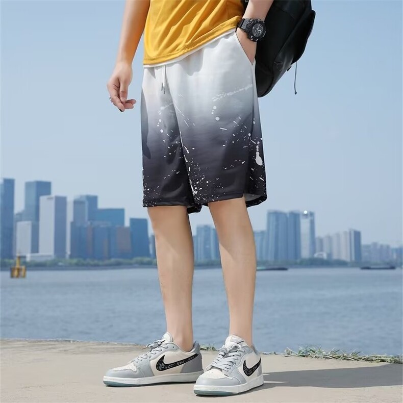 休闲短裤男韩版潮流渐变色印花帅2024夏季新款ins五分裤K3901-P25,男装休闲裤,星座412-3