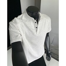 网图-T恤拼接高街痞帅夏季POLO衫正肩中性短袖大码上衣S430-特28，男装T恤，电商A233-1