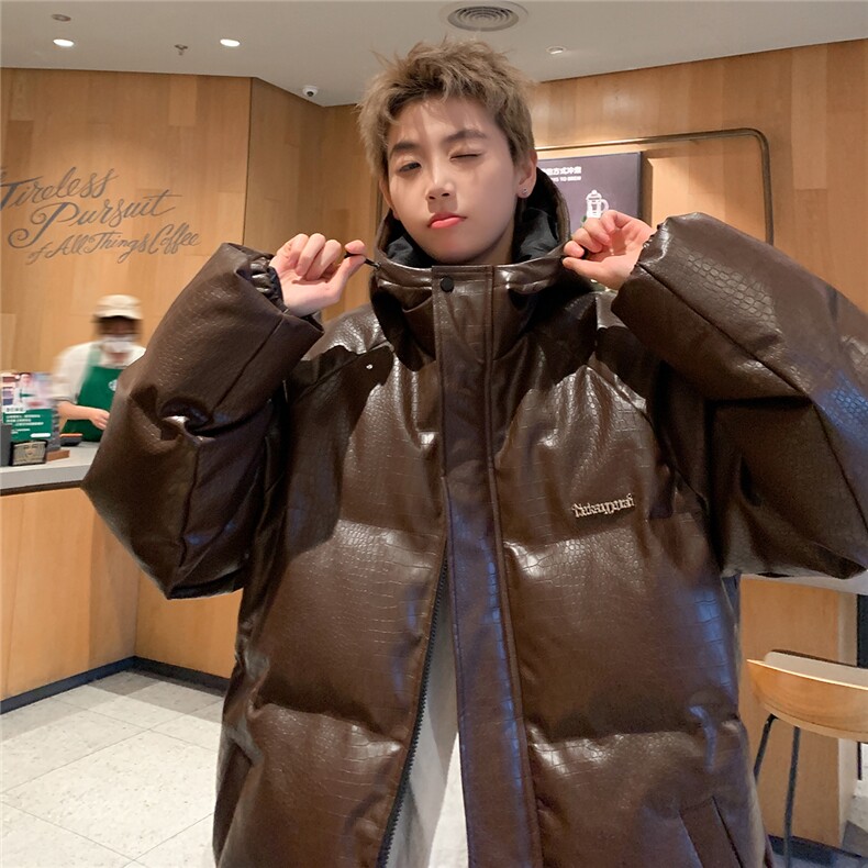 港风连帽鳄鱼纹金属装饰设计大码潮流休闲棉衣男MY77744P128控168，男装棉衣，星座227-7