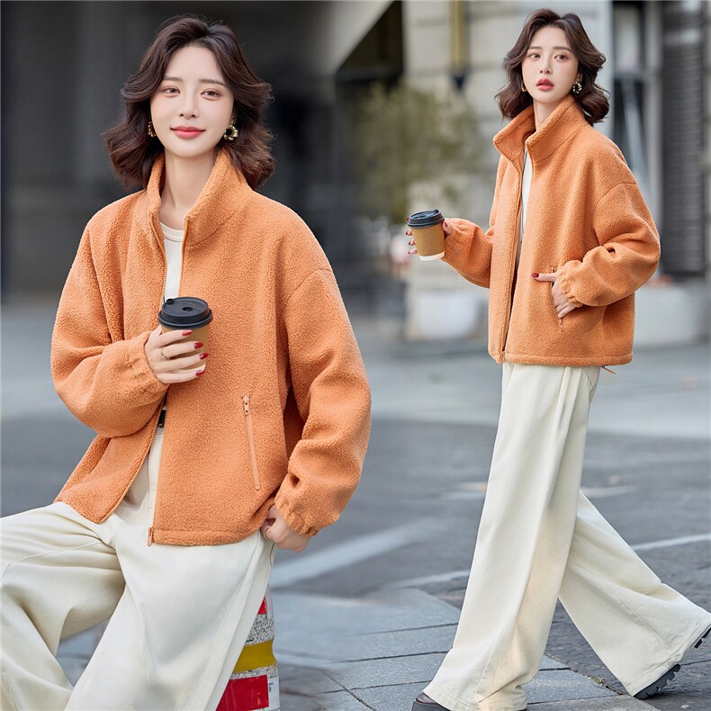 爆《现货2025冬季新款小羊羔毛休闲简约时尚外套不挑身材上身》,女装羊羔毛/颗粒绒,米莱