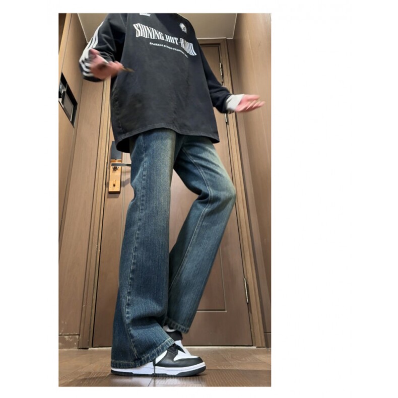 秋季新款半松紧腰竹节纹牛仔裤微喇B342-K9019-特P50控78,男装牛仔裤,电商B342