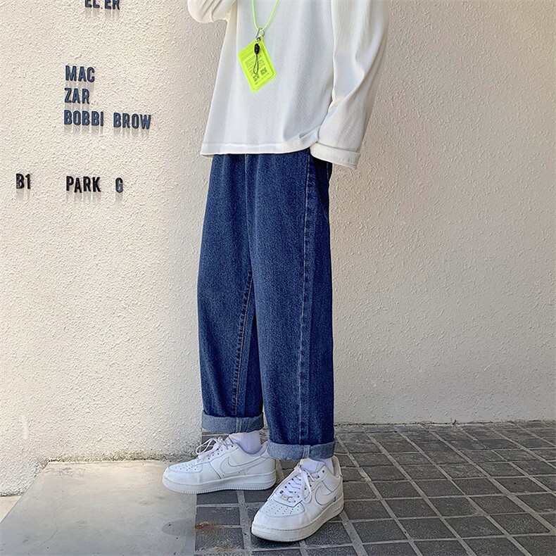 新款男纯色休闲中性宽松直筒牛x仔裤L长裤九分裤，男装牛仔裤，电商A132（原电商B245）