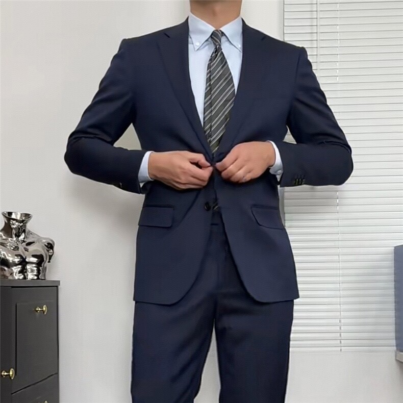 GM5402P160现货西装两件套男士轻奢商务纯色西服两粒扣后开叉西装,男装西服套装,星座1108-5