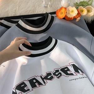 2023春季半高领大码卫衣港风潮牌衣服宽松百搭潮流JK22304P75控88图片