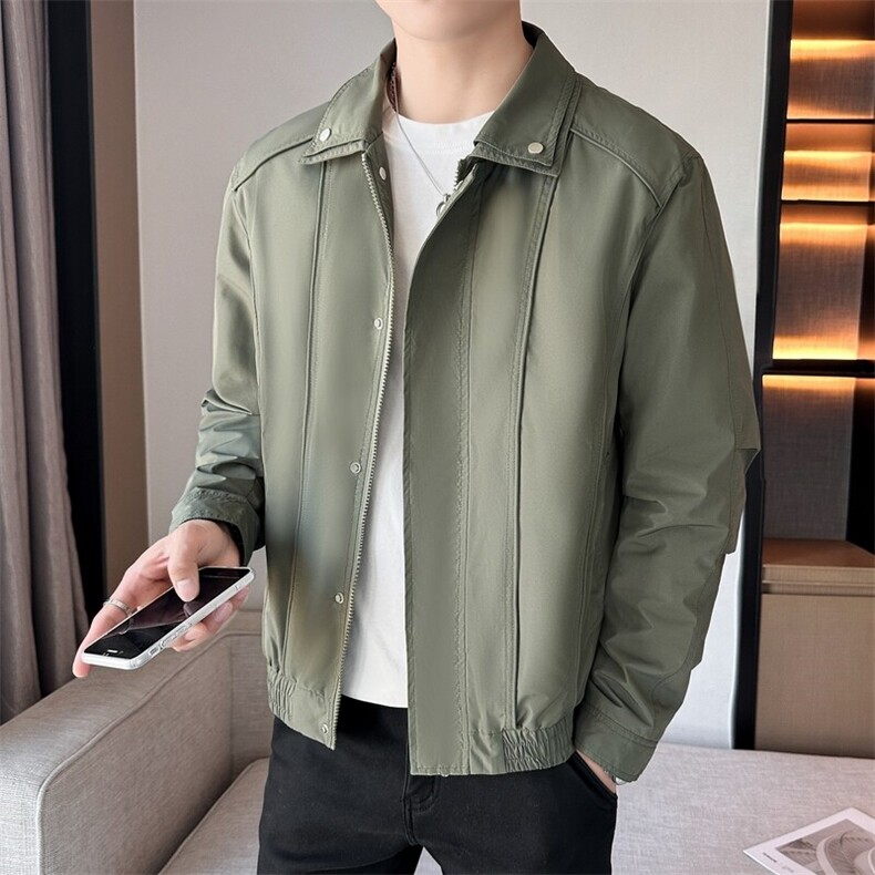 花灰白色休闲翻领通勤简约夹克百搭男士外套JK006P80,男装夹克,星座914