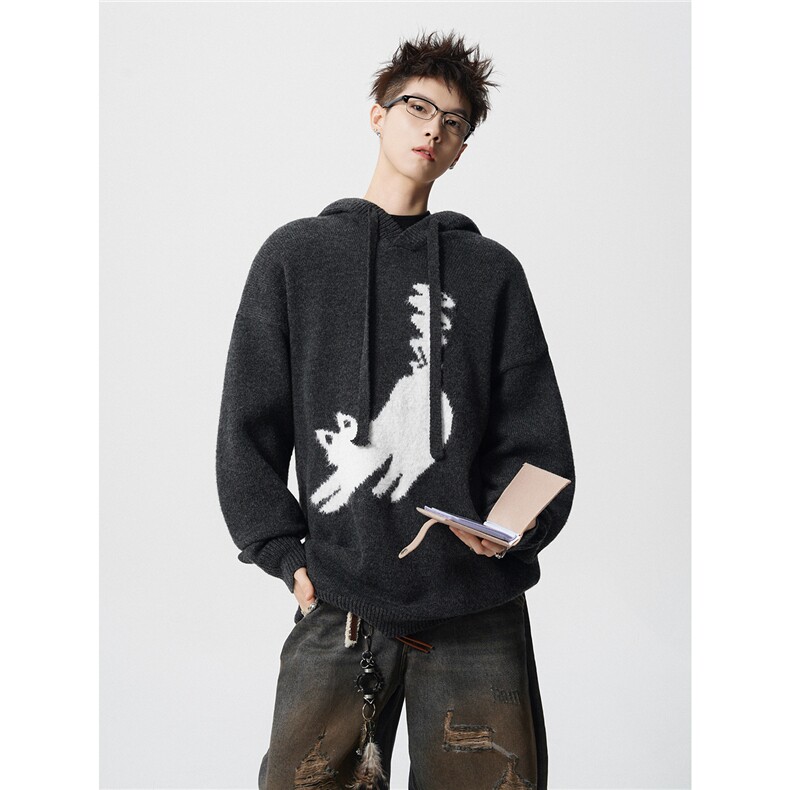 针织衫带帽卡通慵懒风毛衣D309B-MY04-P68108，男装针织衫/毛衣，电商D309B