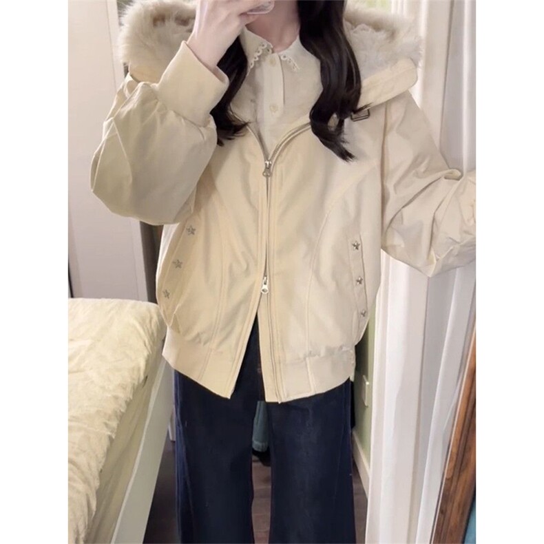 1506-1/M36241/P99女生学院风杏色羽绒棉服外套,男装棉衣,星座1506-1