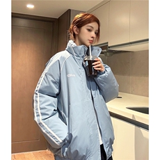 中性风冬装港风条纹织带棉服棉衣休闲加厚外套男女G1107P118，男装棉衣，电商A339