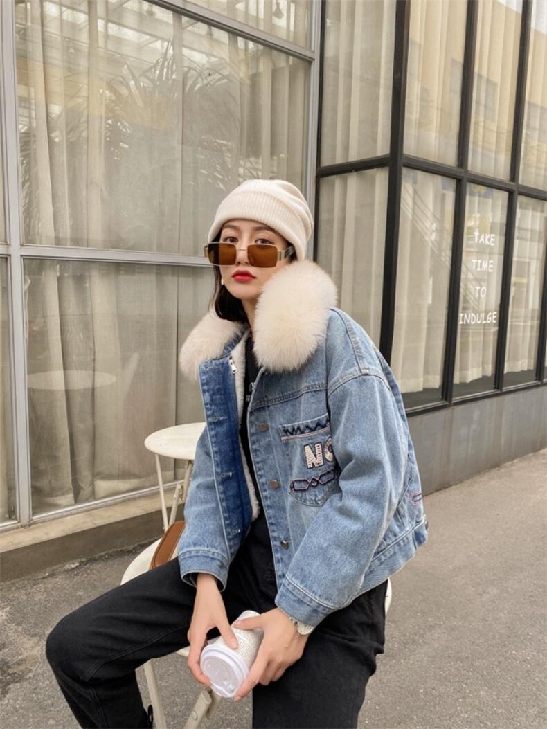 牛仔脱卸内胆派克，女装，雪儿诱惑