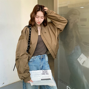 休闲工装咖色短外套女春秋2025季新款小个子减龄超火流行爆款上衣图片