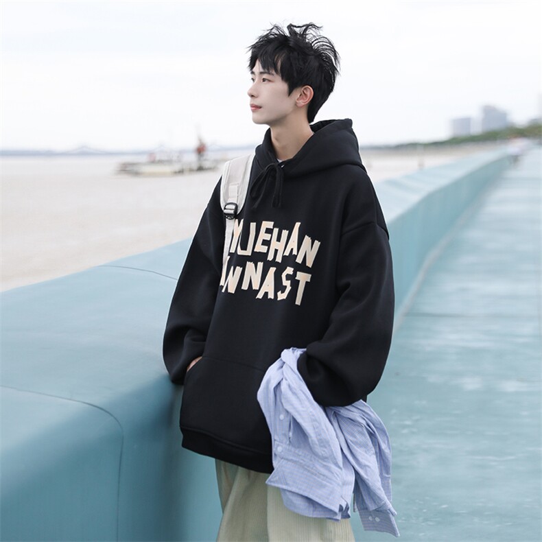 抖音供货、加绒360克现货字母印花连帽卫衣宽松D223A-WY2247-P50,男装卫衣,电商019-1