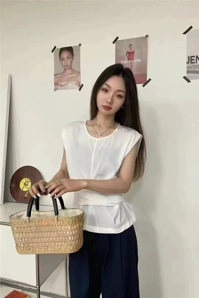 法式高级感掐腰飞飞袖上衣女夏季新款设计感小众别致绝美小衫夏款,女装T恤,翩雅女装供货