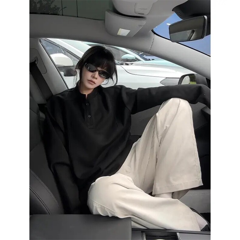 ZW03-P31亨利领正肩卫衣男秋季cleanfit美式解构拼接设计感长袖,男装卫衣,电商B323A