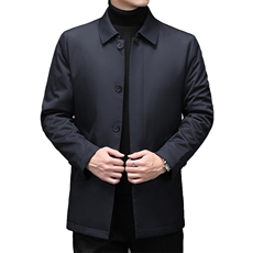 男士翻领纯色羽绒服中年商务休闲加厚白鸭绒外套2023冬季新款男装，男装羽绒服，电商B212（原钱塘6029）