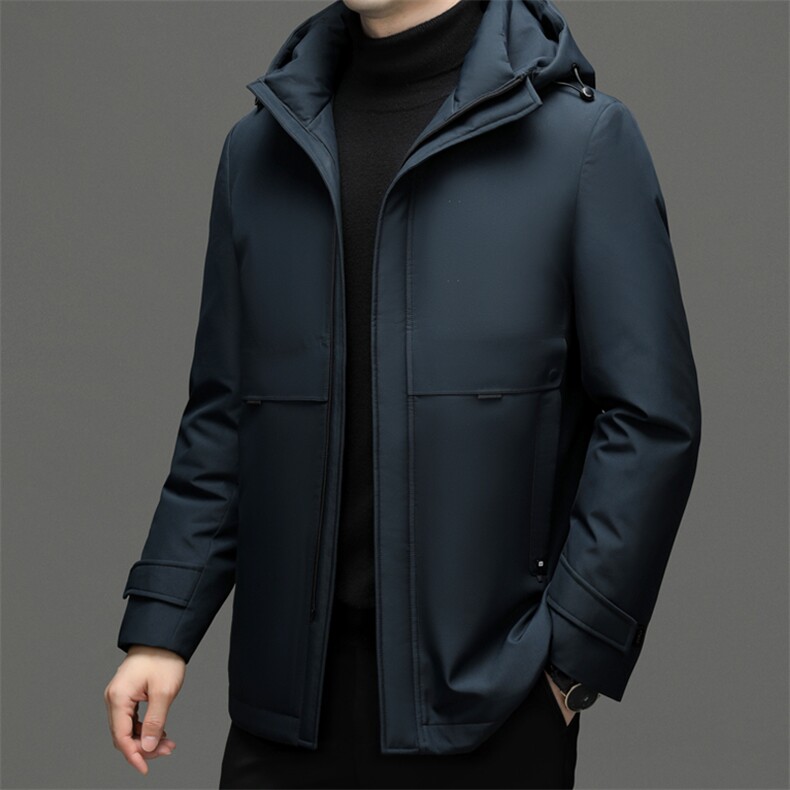 冬季2023新款中年男士商务休闲羽绒服连帽保暖冬装加厚外套男装,男装羽绒服,电商B212（原钱塘6029）