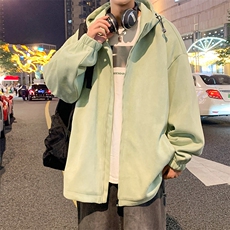 JK765P70港风二开宽松麂皮绒夹克百搭落肩简约连帽上衣外套，男装夹克，星座1204-3