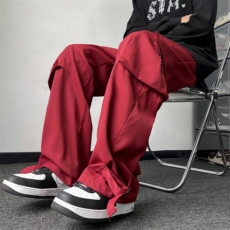 高品质秋款男工装裤拉链大口袋织带休闲长裤h94 P45图片