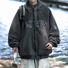 A922-P82冬季羊羔毛外套美式复古双面穿棉服宽松休闲连帽情侣装，男装夹克，星座512-6
