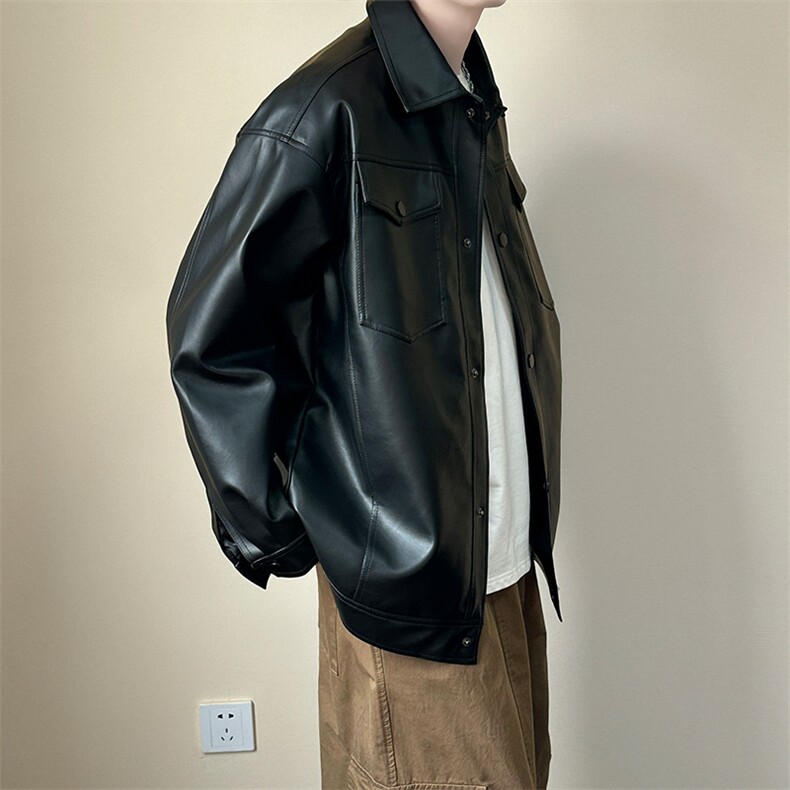 现货春装皮衣外套男时尚机车服休闲皮夹克-A607-P90加绒-P100,男装夹克,电商A351